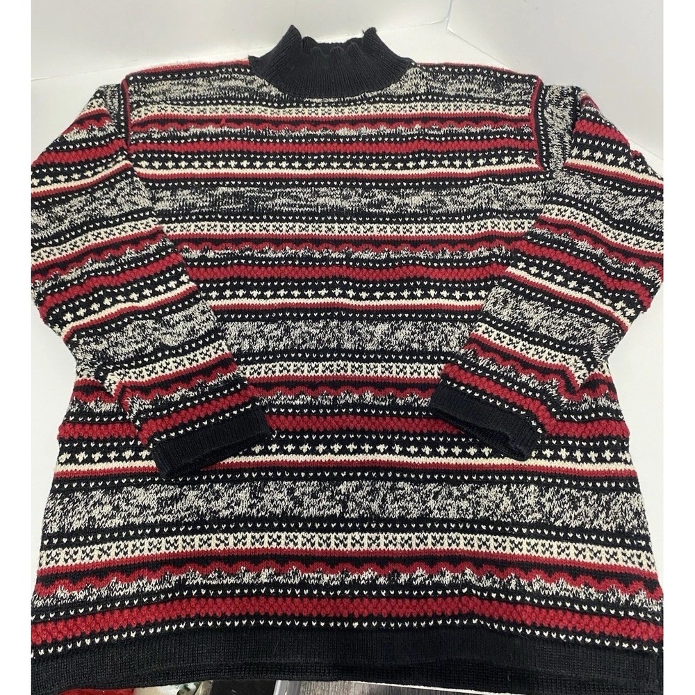 Vintage Y2K Knit Pullover Capacity Womens Sweater Cotton Blend PL Red Black